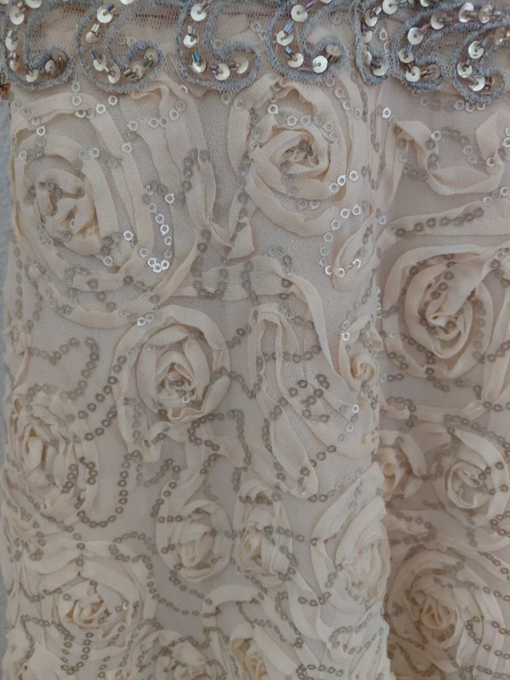 Vintage Sue Wong Nocturne Beaded Sequin Dress Gown Cream Party Cocktail - Picture 3 of 12
